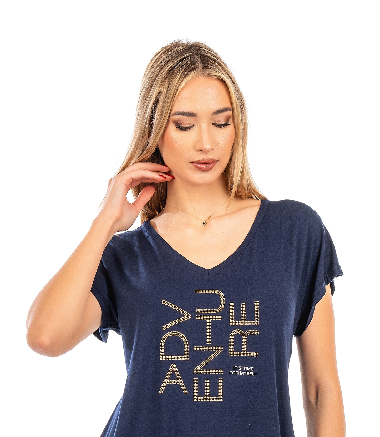 Μπλούζα με strass τύπωμα