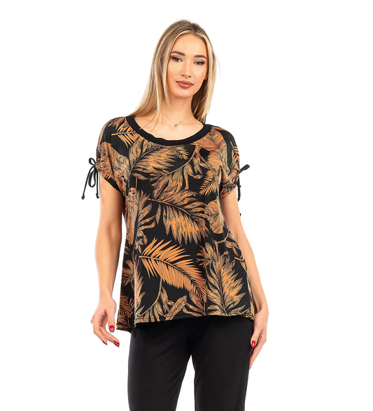 Μπλούζα εμπριμέ με σούρες