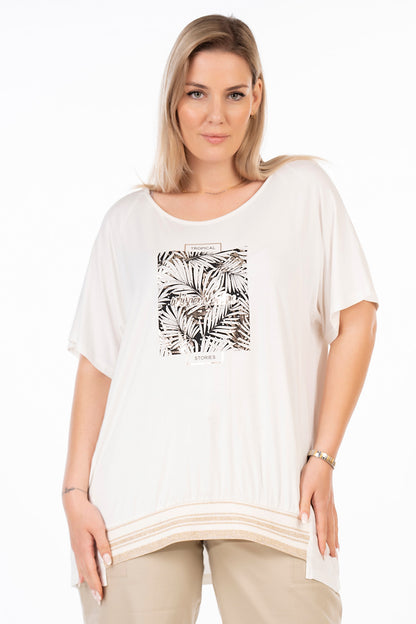 Μπλούζα άνιση με στάμπα