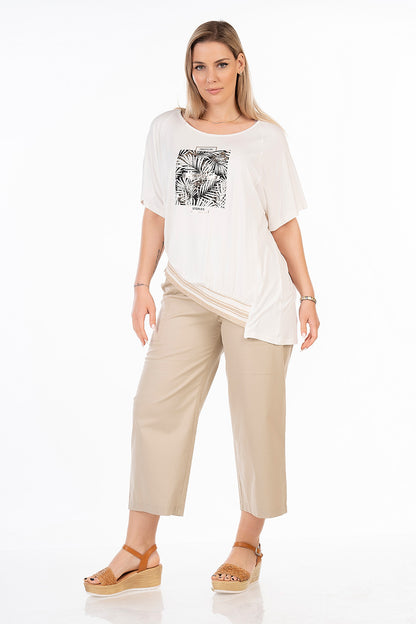 Μπλούζα άνιση με στάμπα