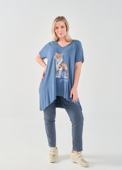 Μπλούζα (μπλουζοφόρεμα)  με τύπωμα τίγρη